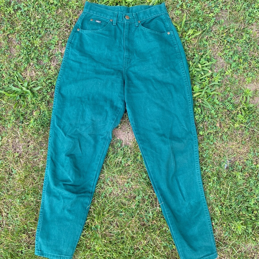 Dark Green Vintage 80s Chic Jeans